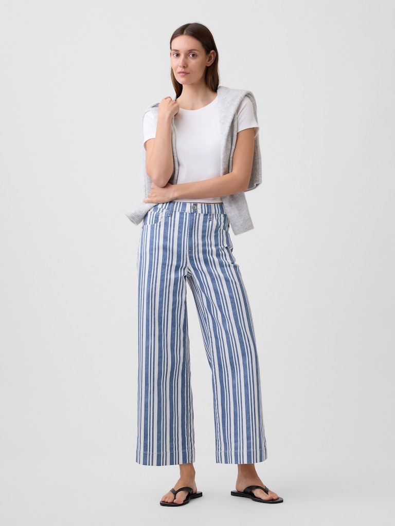 High-Rise Stripe Wide-Leg Crop Jeans: $35.99 High-Rise Stripe Wide-Leg Crop Jeans: $35.99