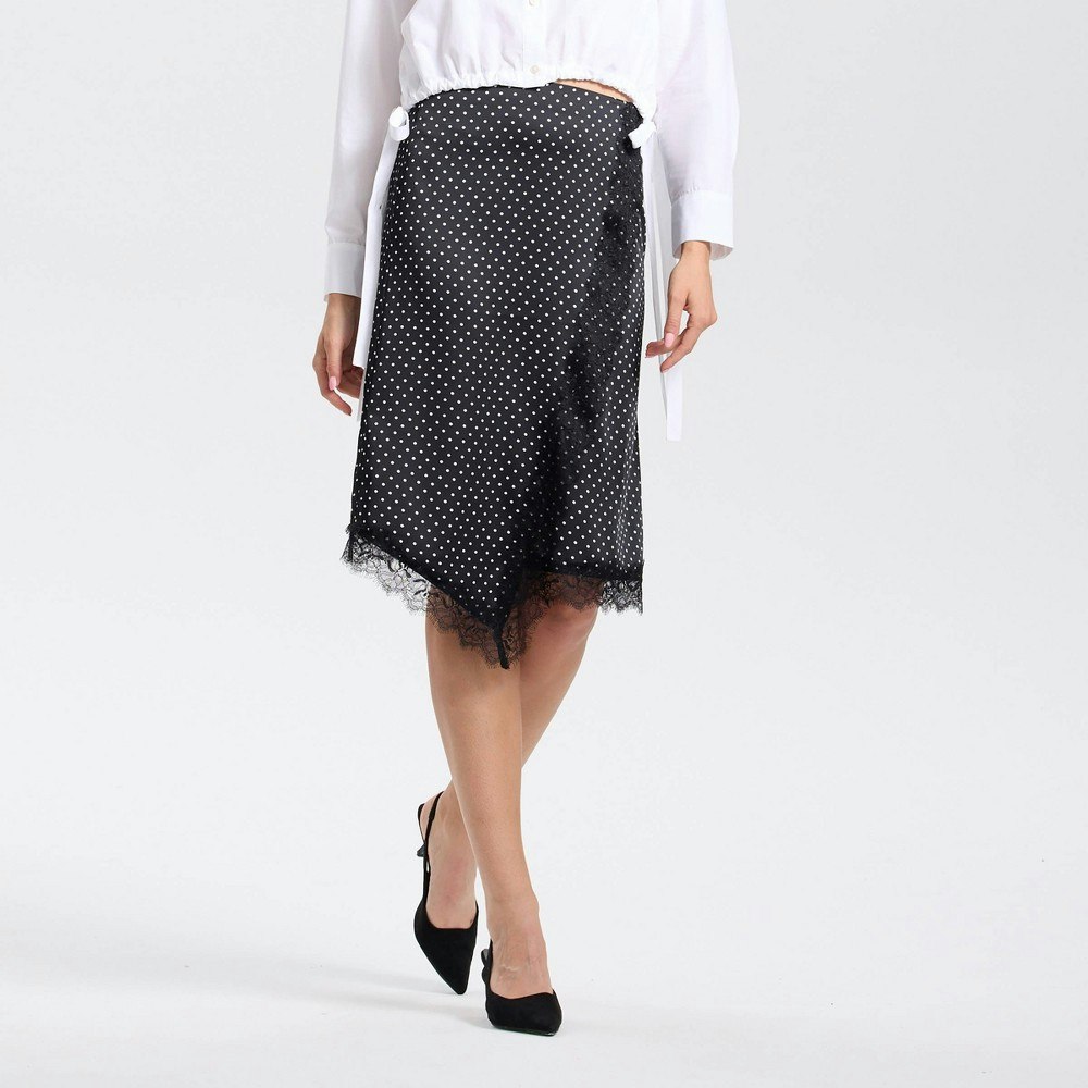 Women's Split Lace Trim A-Line Skirt: $30 Women's Split Lace Trim A-Line Skirt: $30