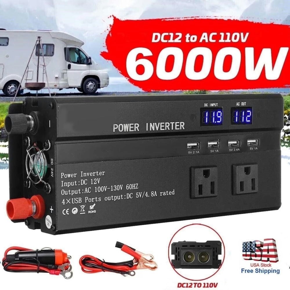 6,000W DC 12V to 110V AC Power Inverter: $56.09 6,000W DC 12V to 110V AC Power Inverter: $56.09