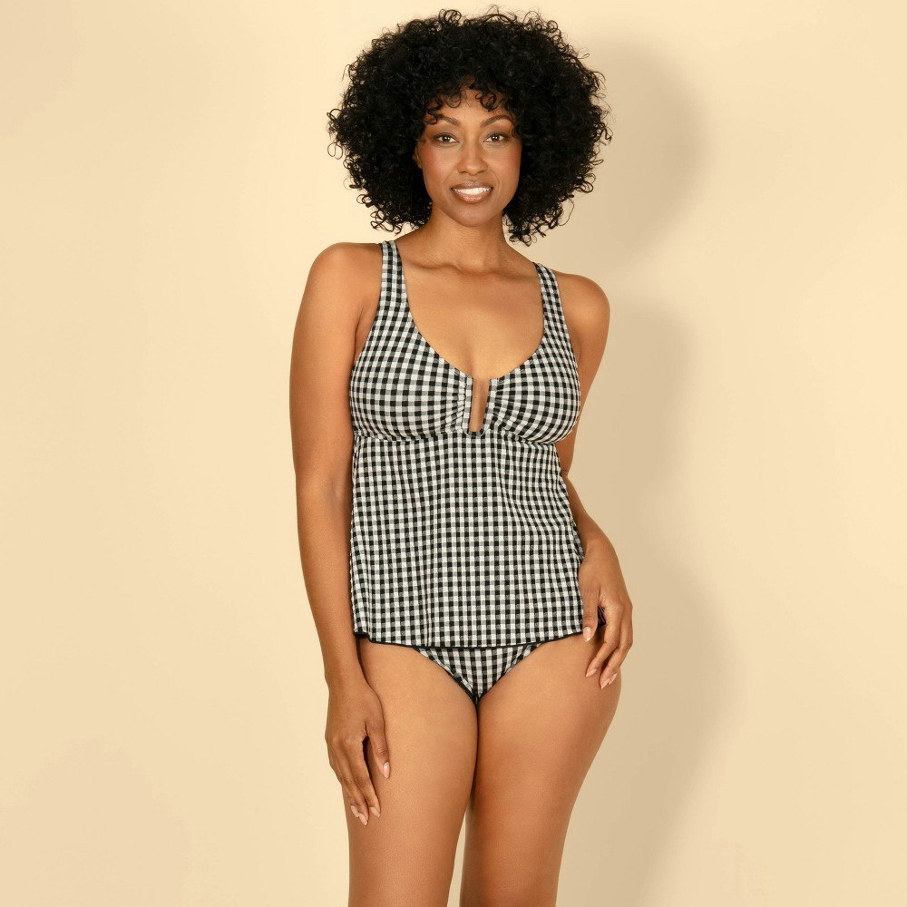 Lands' End Women's Gingham U-Ring Flounce Tankini Top: $40 Lands' End Women's Gingham U-Ring Flounce Tankini Top: $40