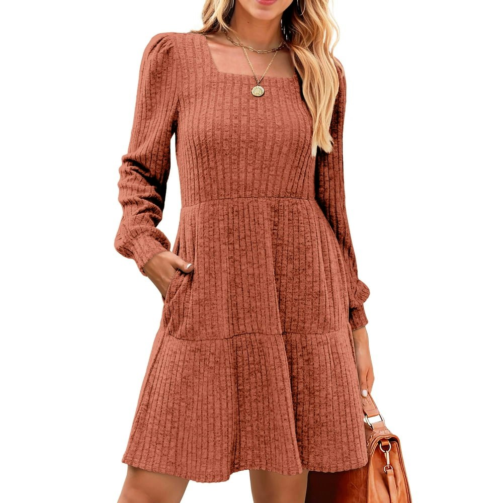 Fantaslook Women's Long Sleeve Square Neck Babydoll Sweater Dress: $15.59 Fantaslook Women's Long Sleeve Square Neck Babydoll Sweater Dress: $15.59