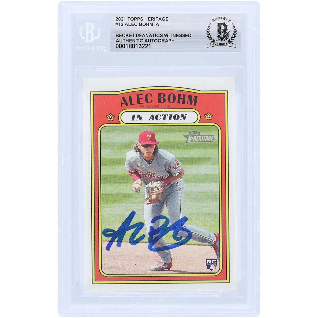 Alec Bohm Philadelphia Phillies Autographed 2021 Topps Heritage Rookie Card: $179.99