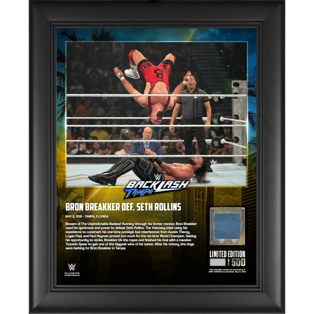 Bron Breakker WWE Backlash 2026 Framed 13" x 16" Match-Used Canvas Collage: $69.99