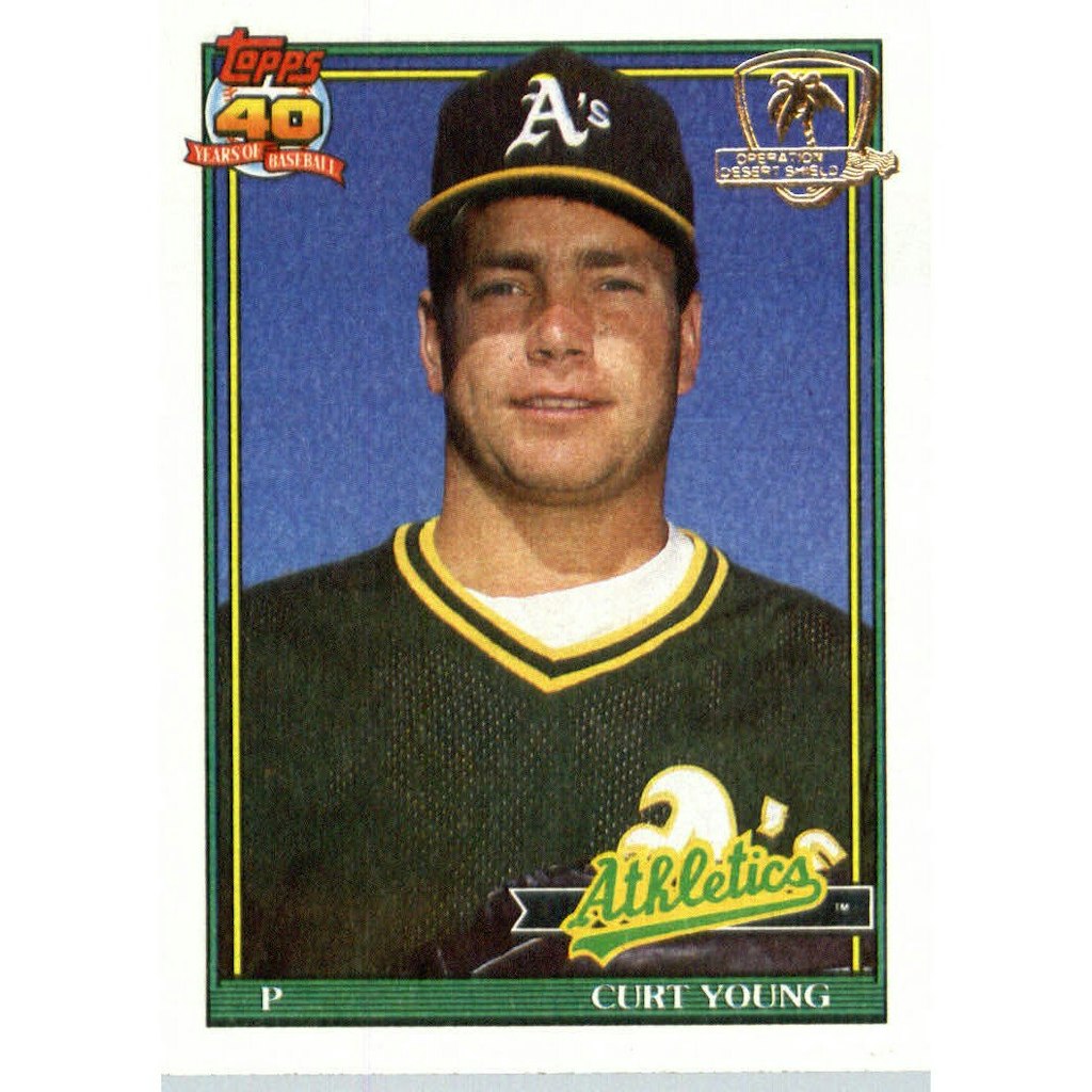 1991 Topps Desert Shield Curt Young Baseball Card: $10