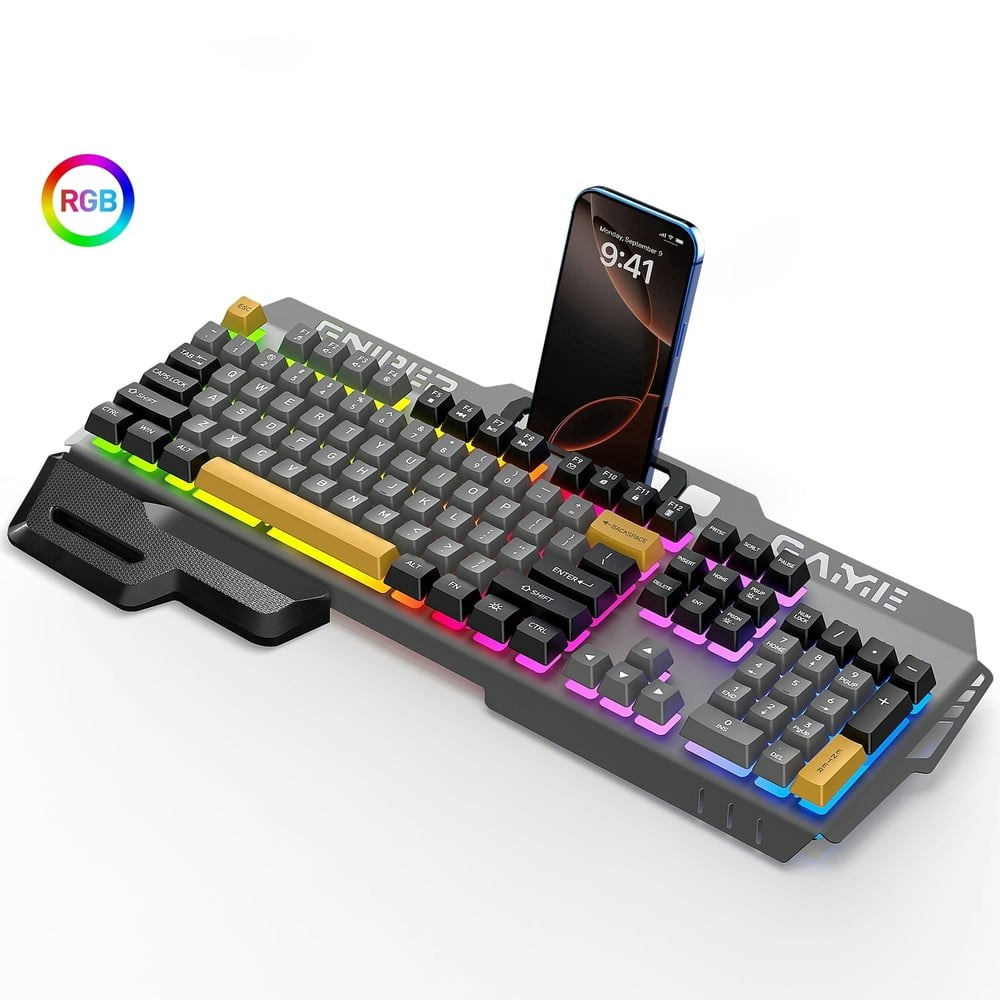 RGB 104-Key Wired Gaming Keyboard with Wrist Rest: $19.85 RGB 104-Key Wired Gaming Keyboard with Wrist Rest: $19.85