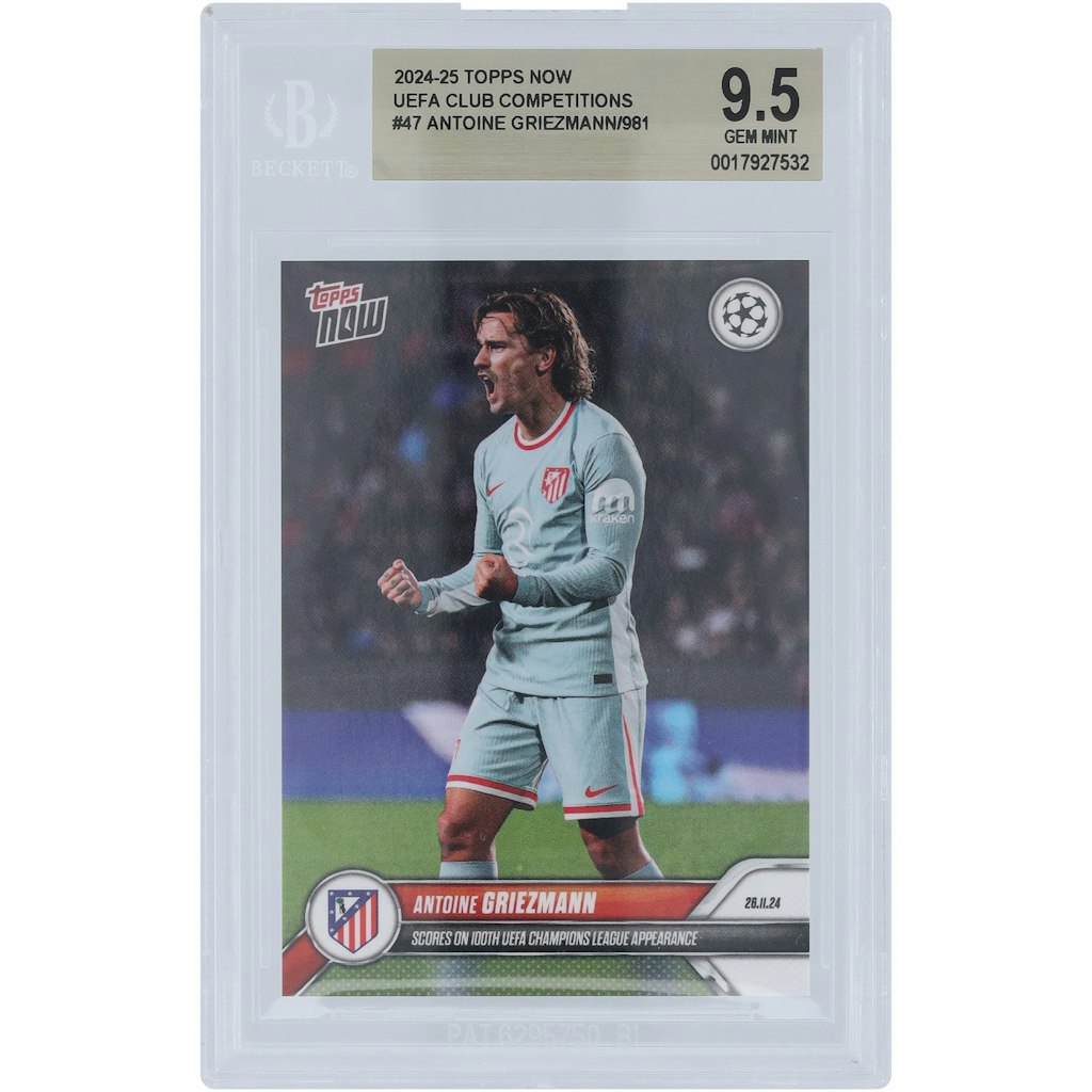Antoine Griezmann 2024-25 Topps Now Atletico de Madrid UEFA Champions League #47 BGS 9.5 Card: $49.99 Antoine Griezmann 2024-25 Topps Now Atletico de Madrid UEFA Champions League #47 BGS 9.5 Card: $49.99