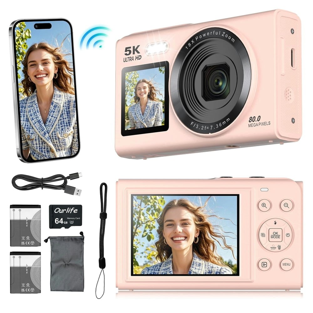 Ourlife 80MP 5K Digital Vlogging Camera: $51.99 Ourlife 80MP 5K Digital Vlogging Camera: $51.99
