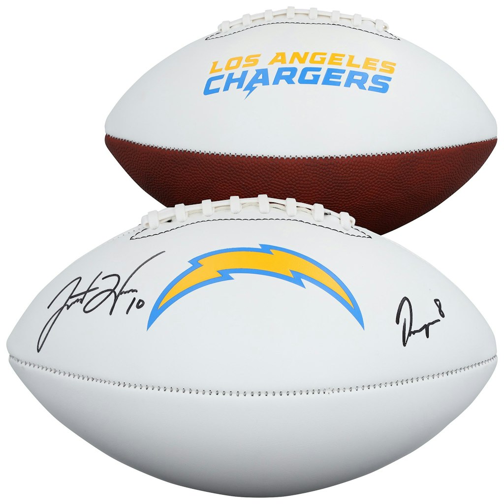 Justin Herbert and Omarion Hampton Autographed Los Angeles Chargers Football: $449.99 Justin Herbert and Omarion Hampton Autographed Los Angeles Chargers Football: $449.99
