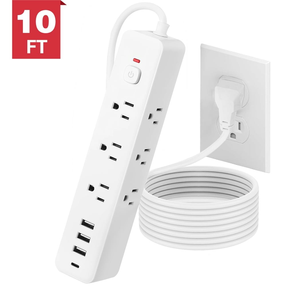 Surge Protector Power Strip with 9 Outlets and 4 USB Ports 10-Foot Extension Cord: $16.19