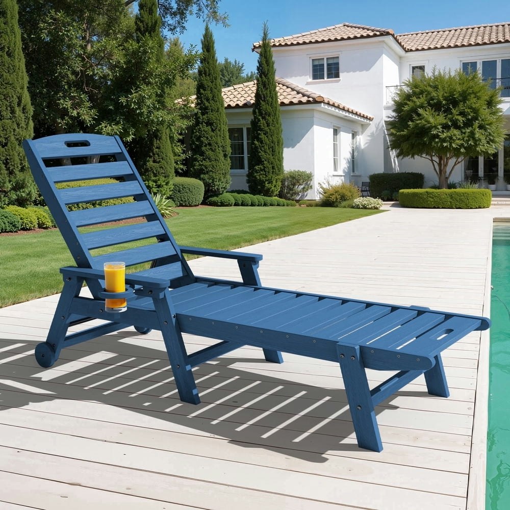Loyalice Adjustable Wheeled HDPE Plastic Patio Lounge Chair: $98.99