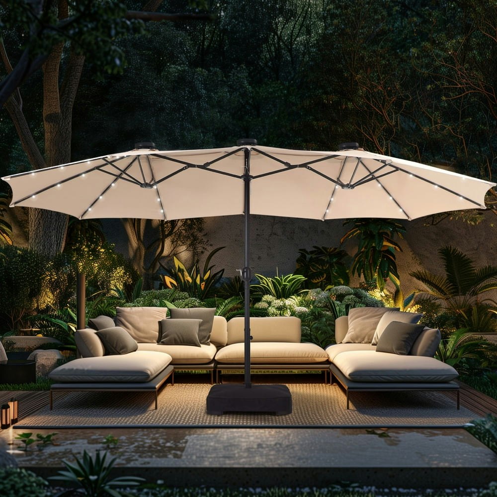 Alpha Joy 15-Foot Extra Large Double-Sided Patio Umbrella with Base: $165.99 Alpha Joy 15-Foot Extra Large Double-Sided Patio Umbrella with Base: $165.99