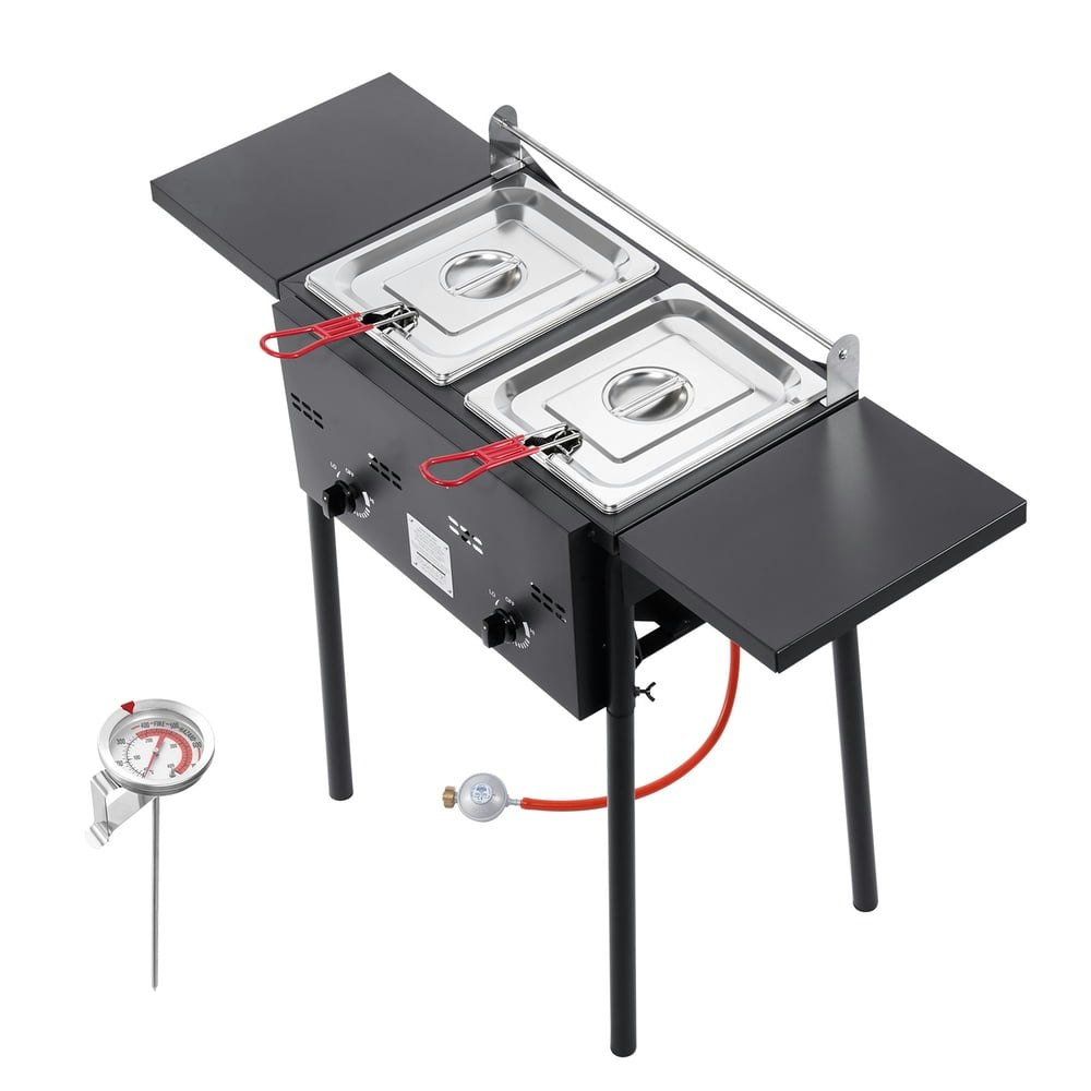 Kffkff Dual-Tank 16qt Outdoor Propane Deep Fryer: $167.90