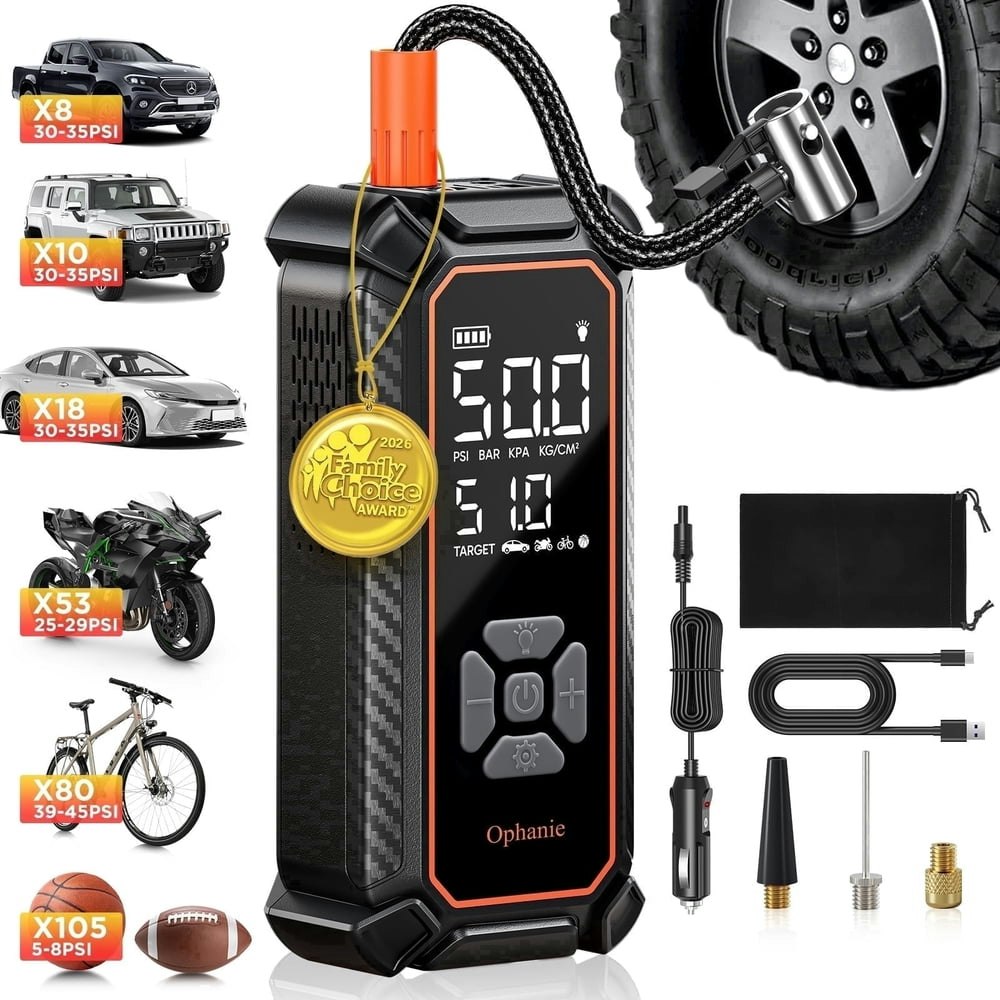 Ophanie 160-PSI Cordless Portable Air Compressor: $24.99 Ophanie 160-PSI Cordless Portable Air Compressor: $24.99