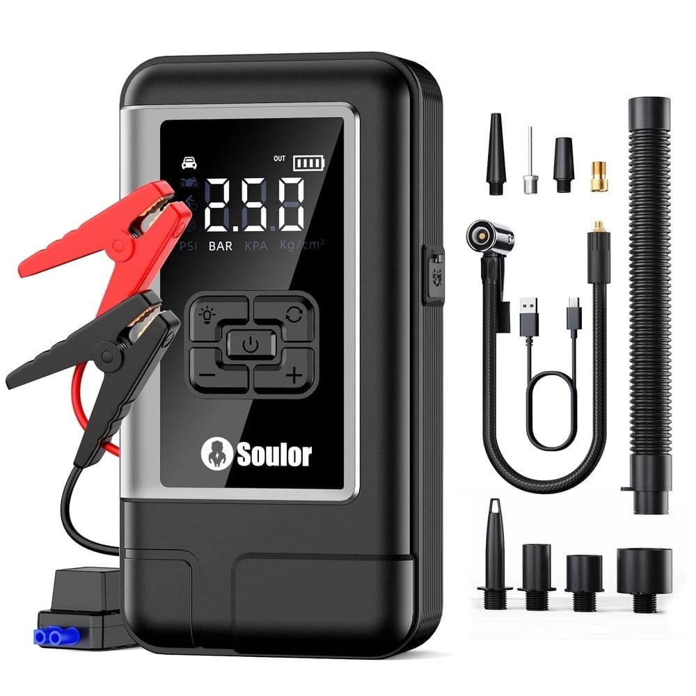 8,000A 150-PSI Jump Starter and Air Compressor: $55.99 8,000A 150-PSI Jump Starter and Air Compressor: $55.99