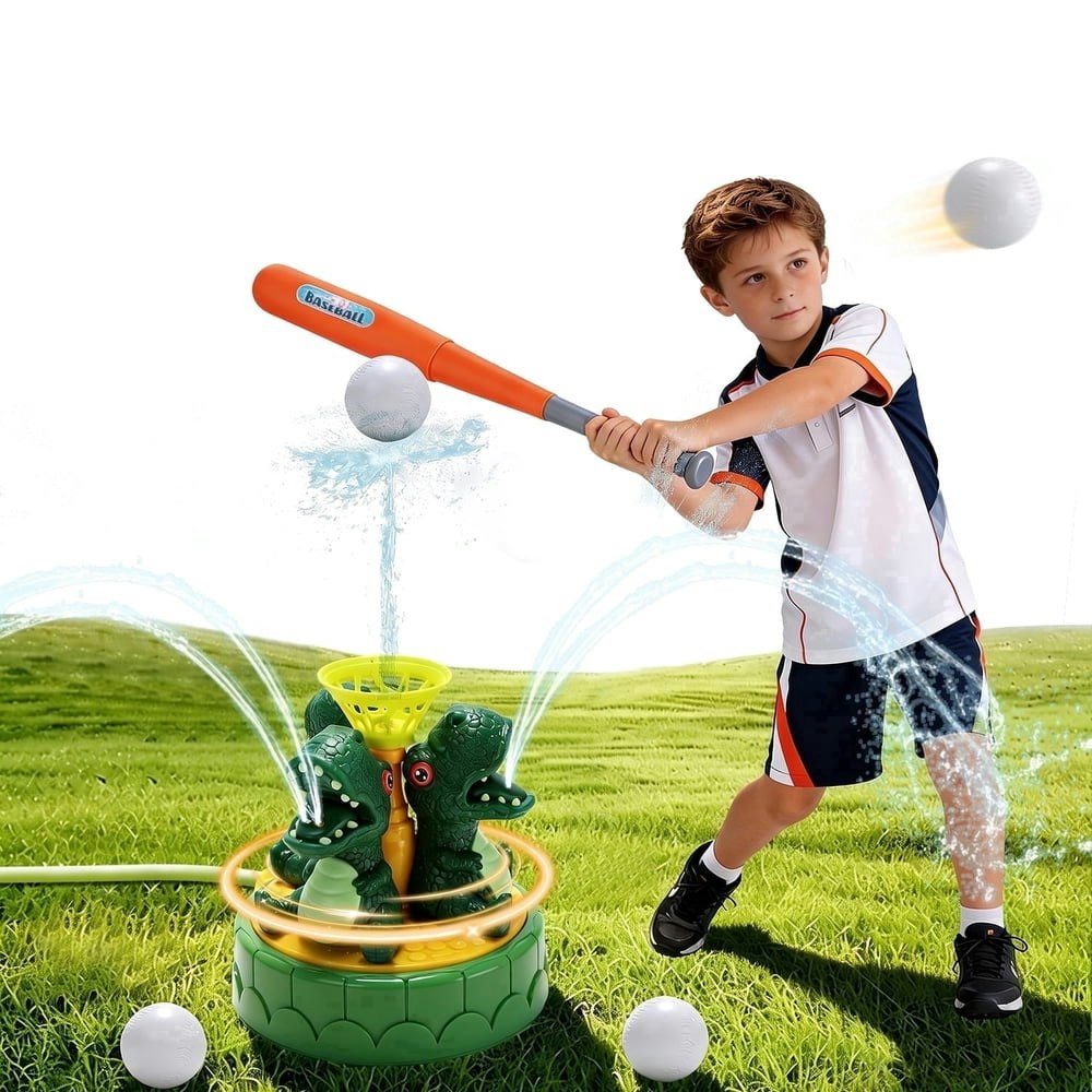 JoyStone 2-in-1 Dinosaur Water Sprinkler and Baseball Toy: $17.89