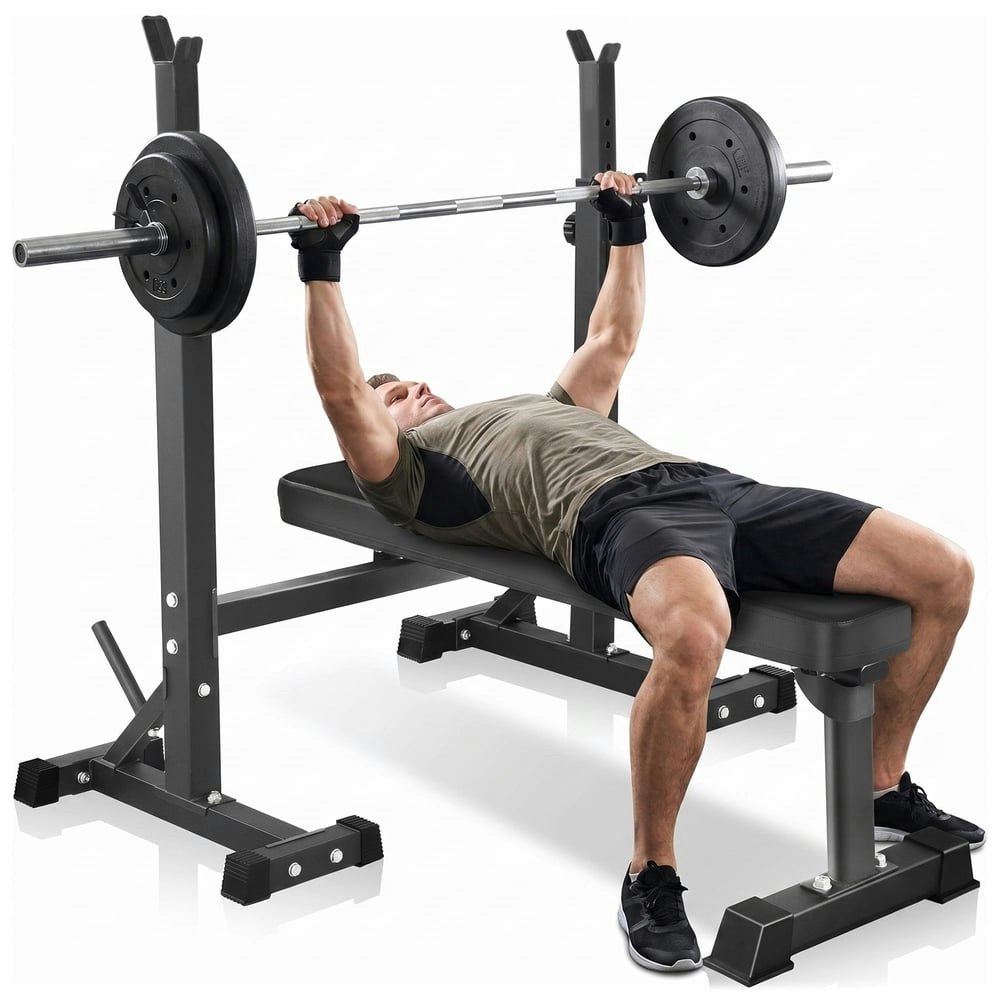 Primy Adjustable Foldable Weight Bench with Squat Rack: $116.99