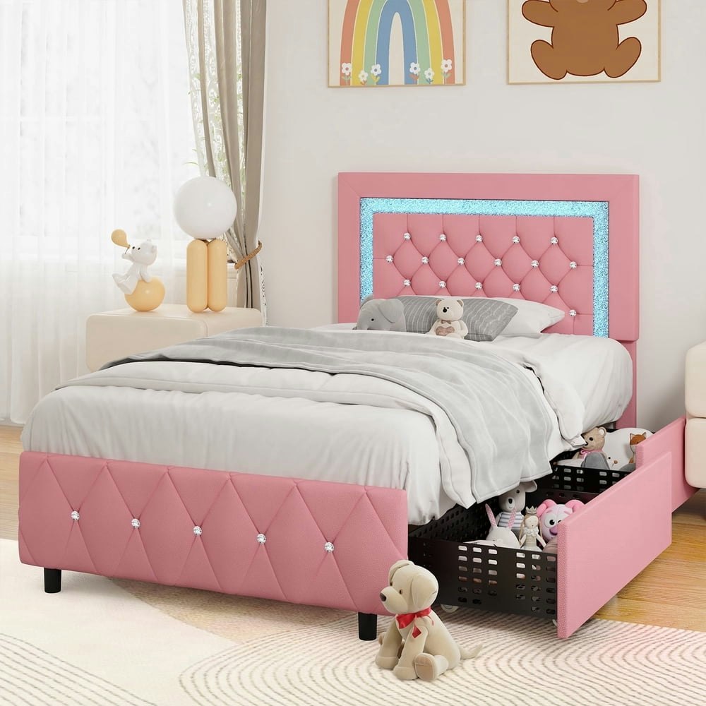 4 Ever Winner Twin Size Upholstered LED Bed Frame: $203.98 4 Ever Winner Twin Size Upholstered LED Bed Frame: $203.98