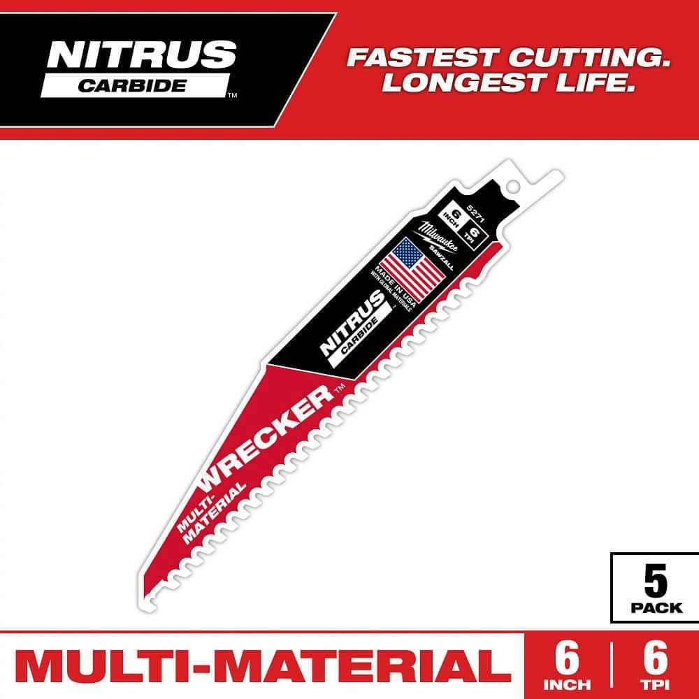 Milwaukee 6-Inch Wrecker Multi-Material Reciprocating Saw Blade 5-Pack: $69.97 Milwaukee 6-Inch Wrecker Multi-Material Reciprocating Saw Blade 5-Pack: $69.97