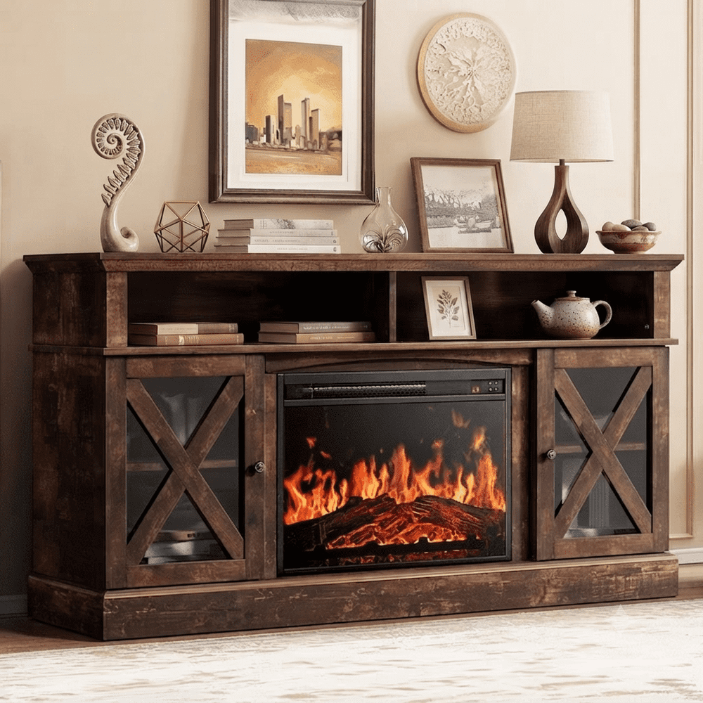 Farmhouse Electric Fireplace TV Stand for 75-inch TVs: $289.99 Farmhouse Electric Fireplace TV Stand for 75-inch TVs: $289.99