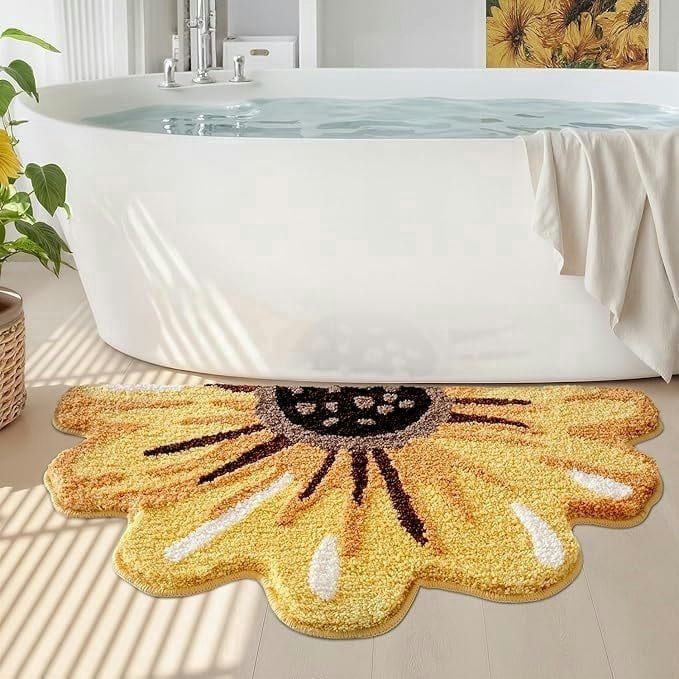 Frabe 24"x43" Sunflower Floral Bath Mat: $33.99 Frabe 24"x43" Sunflower Floral Bath Mat: $33.99