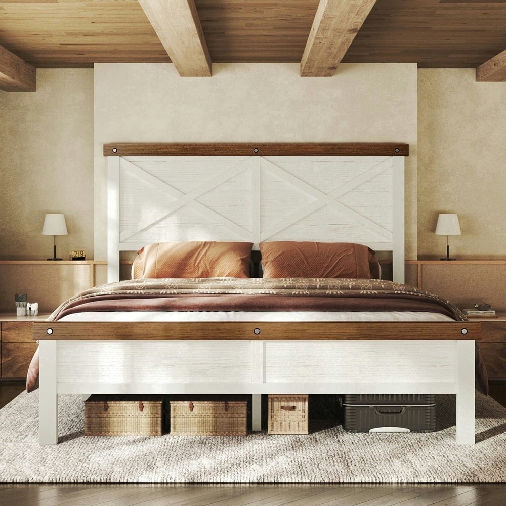 Homrelexa Queen Farmhouse Platform Bed Frame: $159.99 Homrelexa Queen Farmhouse Platform Bed Frame: $159.99