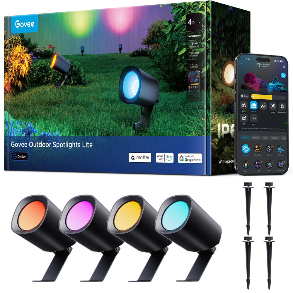 Govee Outdoor RGBWIC Spotlights 4-Pack: $84.99 Govee Outdoor RGBWIC Spotlights 4-Pack: $84.99