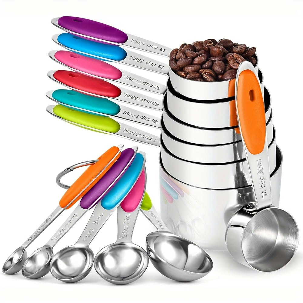 Minteem 12-Piece Stainless Steel Measuring Cup and Spoon Set: $10.99 Minteem 12-Piece Stainless Steel Measuring Cup and Spoon Set: $10.99