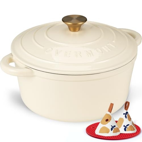 Overmont 4.5-Quart Enameled Cast Iron Dutch Oven: $29.99