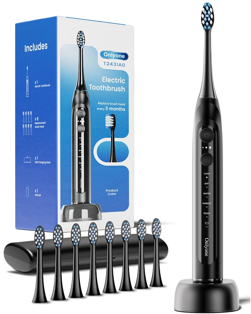 Onlyone Electric Toothbrush w/ 8 Brush Heads & Travel Case: $8.98 Onlyone Electric Toothbrush w/ 8 Brush Heads & Travel Case: $8.98