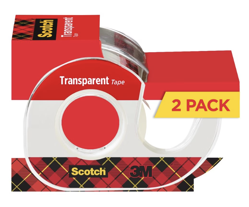 Scotch Transparent Tape Dispenser 2-Pack: $1