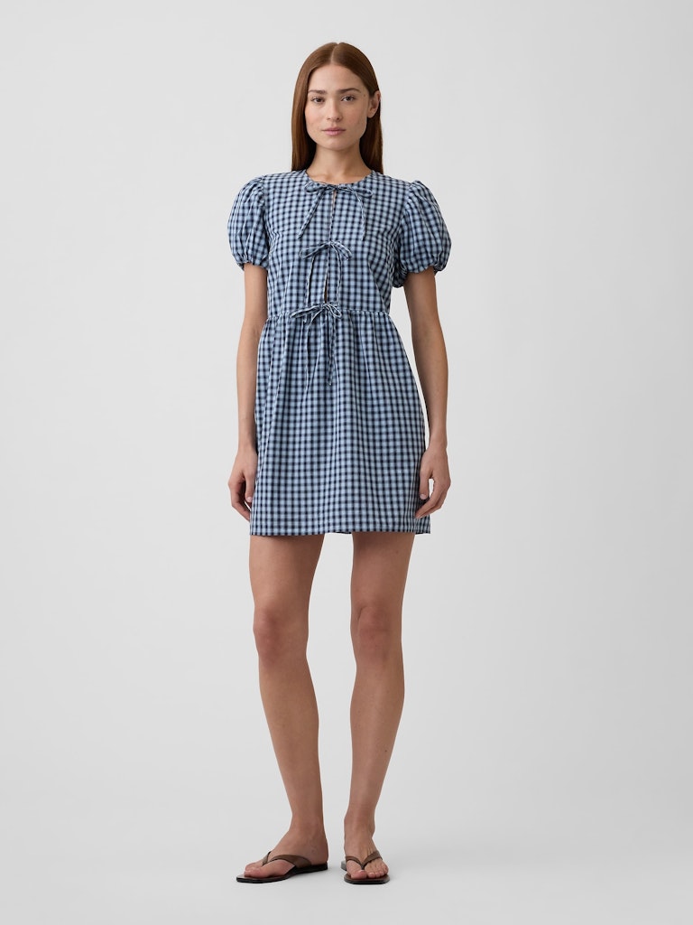 Puff Sleeve Tie-Front Mini Dress: $29.99 Puff Sleeve Tie-Front Mini Dress: $29.99