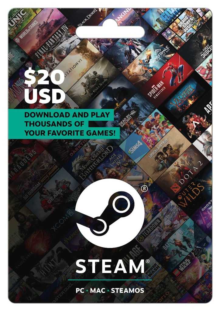 Steam $20 Wallet Gift Card: $20
