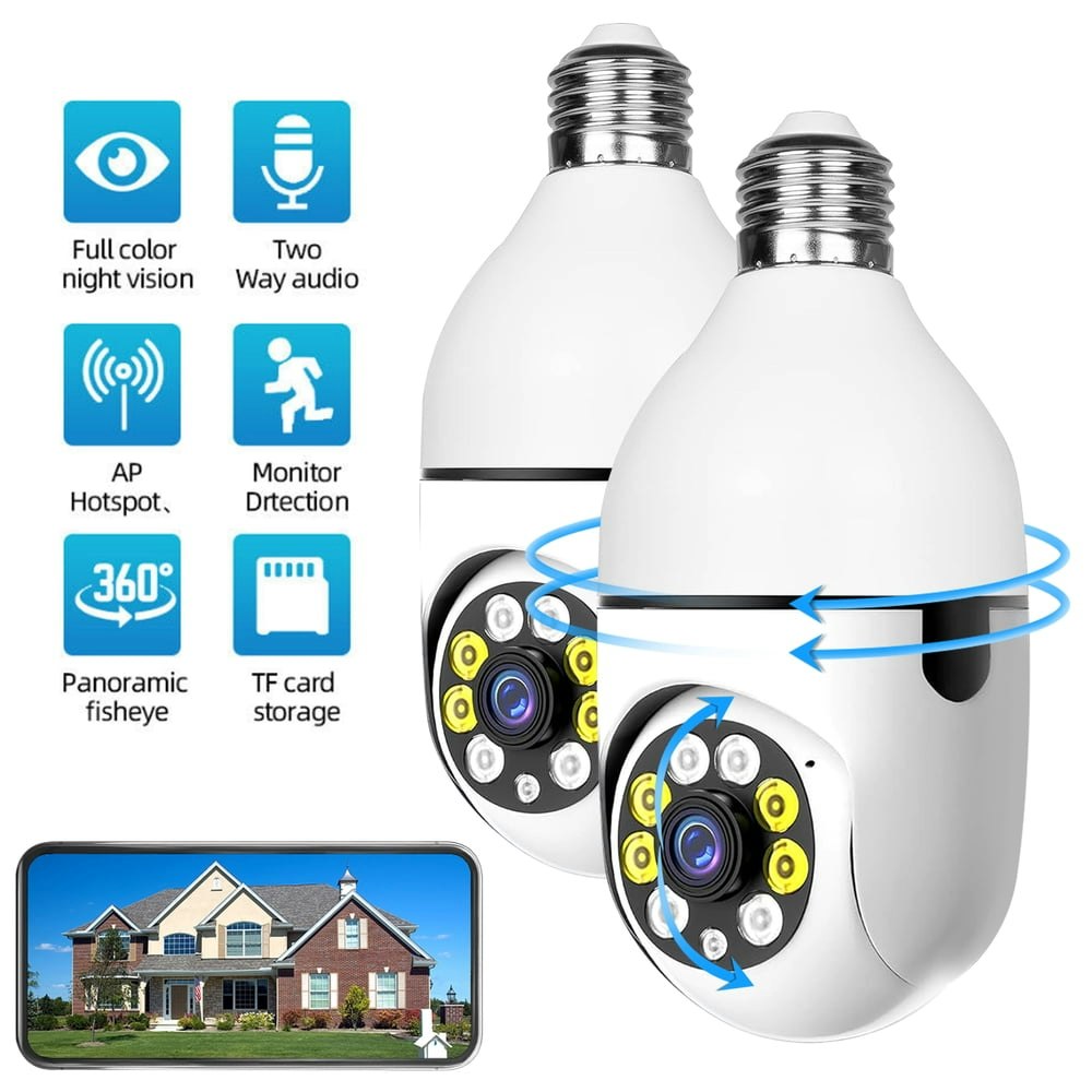 Bcooss 1080p Wireless WiFi Light Bulb Security Camera 2-Pack: $26.79