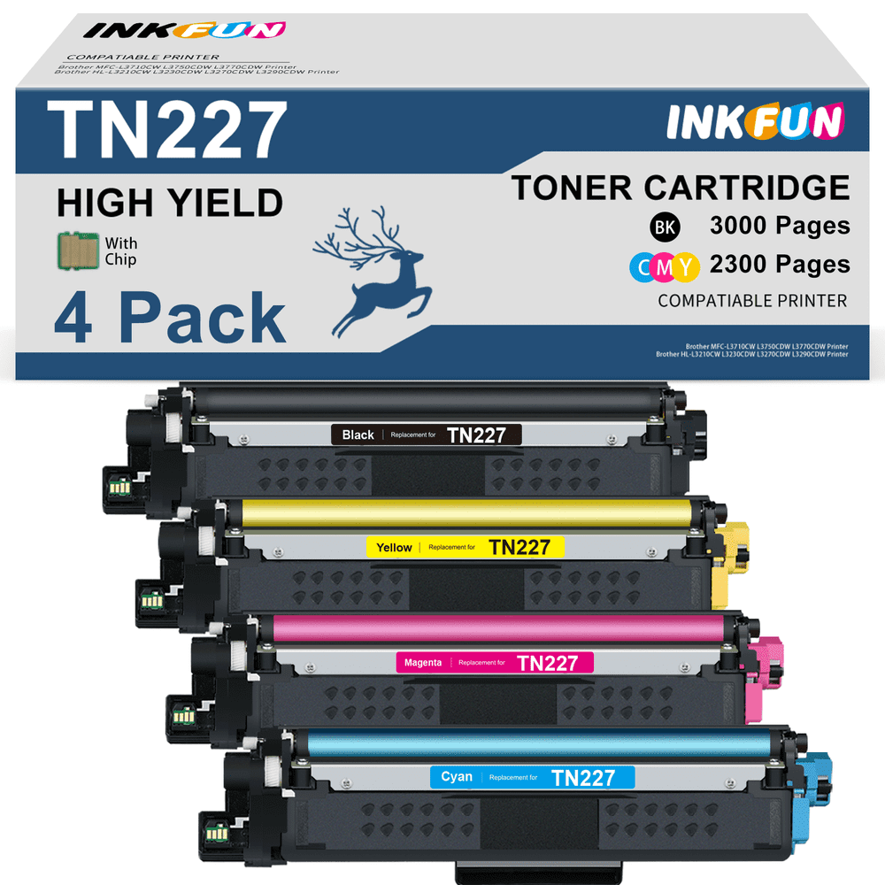 Brother TN227 High Yield Toner Cartridge 4-Pack: $28.42