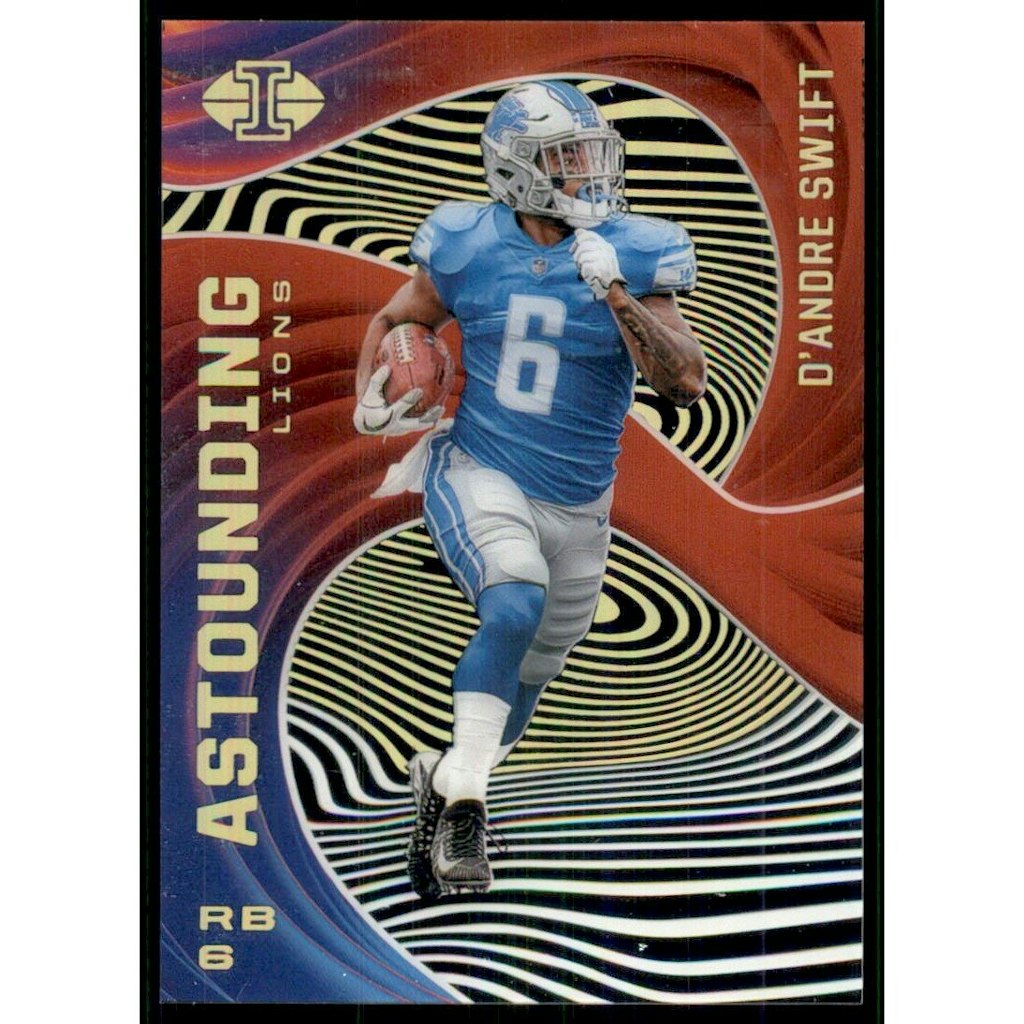D'Andre Swift 2020 Panini Illusions Astounding Red Card: $10.80 D'Andre Swift 2020 Panini Illusions Astounding Red Card: $10.80