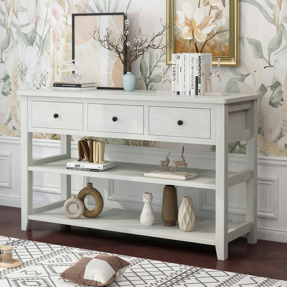 Ktaxon 3-Tier Wood Console Table with 3 Drawers: $143.99 Ktaxon 3-Tier Wood Console Table with 3 Drawers: $143.99