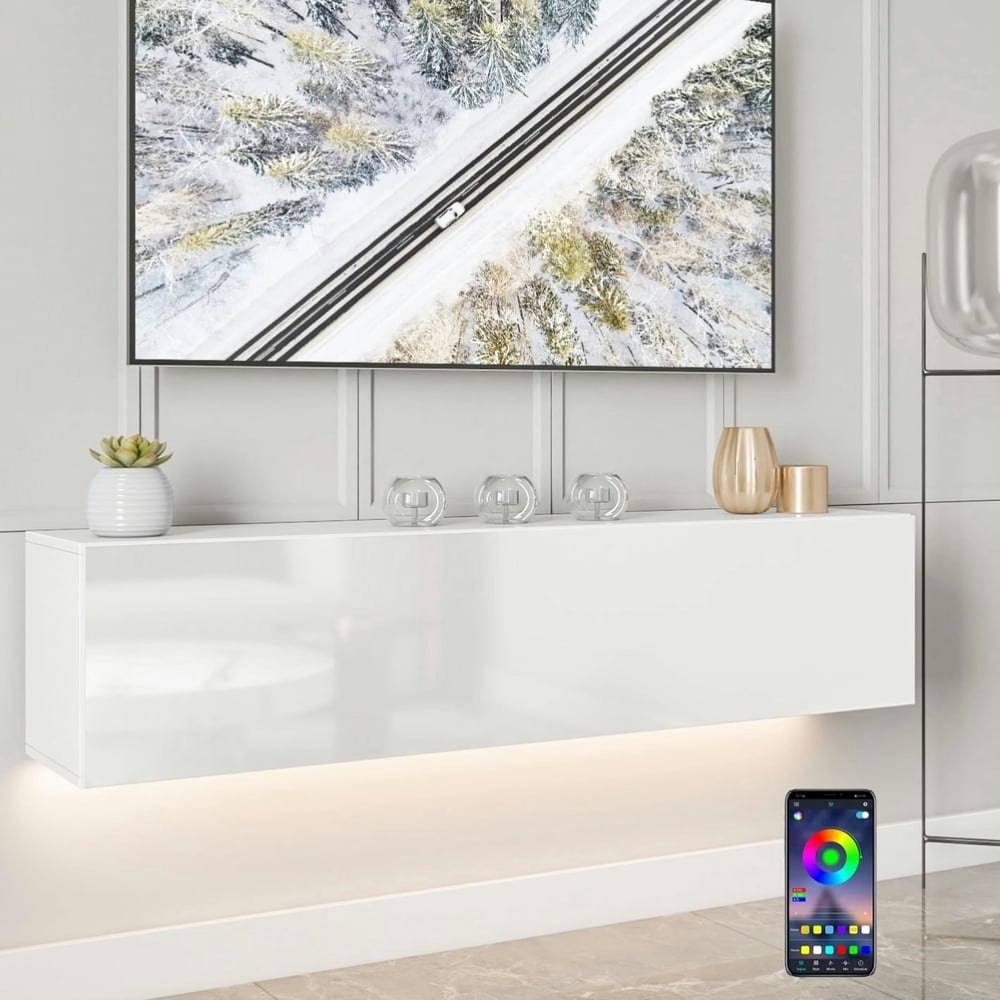 Hommpa Wall-Mounted Floating TV Stand: $105.86 Hommpa Wall-Mounted Floating TV Stand: $105.86