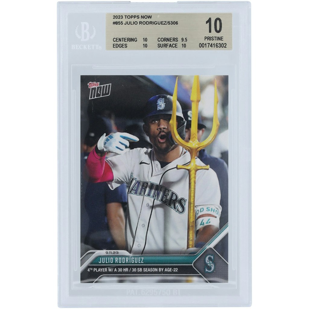 Julio Rodriguez 2023 Topps Now Seattle Mariners #855 BGS 10 Authenticated Card: $69.99 Julio Rodriguez 2023 Topps Now Seattle Mariners #855 BGS 10 Authenticated Card: $69.99