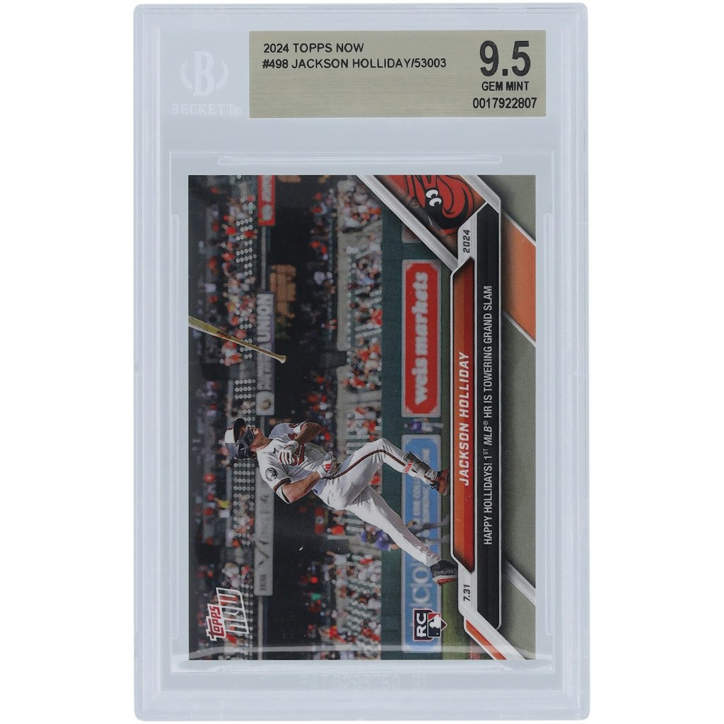 Jackson Holliday 2024 Topps Now 1st MLB HR Grand Slam Rookie Card BGS 9.5: $49.99 Jackson Holliday 2024 Topps Now 1st MLB HR Grand Slam Rookie Card BGS 9.5: $49.99
