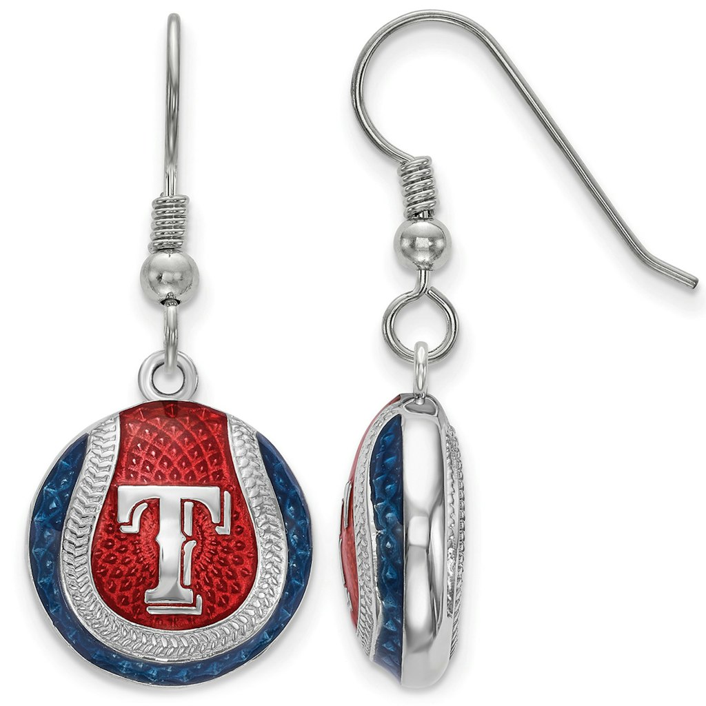 Women's Texas Rangers Sterling Silver Enameled Baseball Earrings: $289.99 Women's Texas Rangers Sterling Silver Enameled Baseball Earrings: $289.99