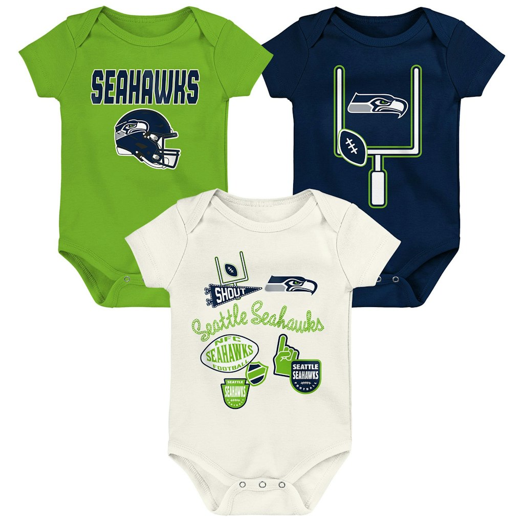 Seattle Seahawks Littlest Player Bodysuit 3-Piece Set: $34.99