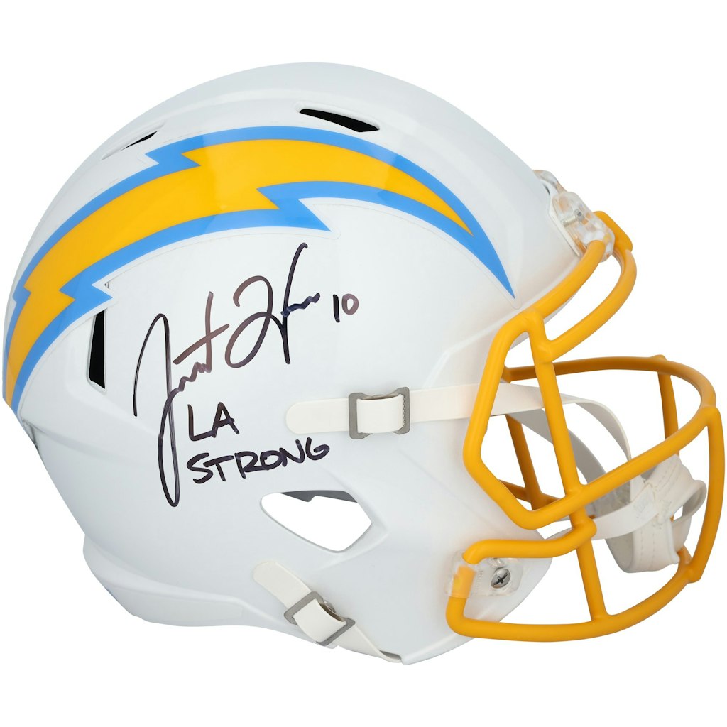 Justin Herbert Autographed Los Angeles Chargers Riddell Speed Replica Helmet: $599.99 Justin Herbert Autographed Los Angeles Chargers Riddell Speed Replica Helmet: $599.99