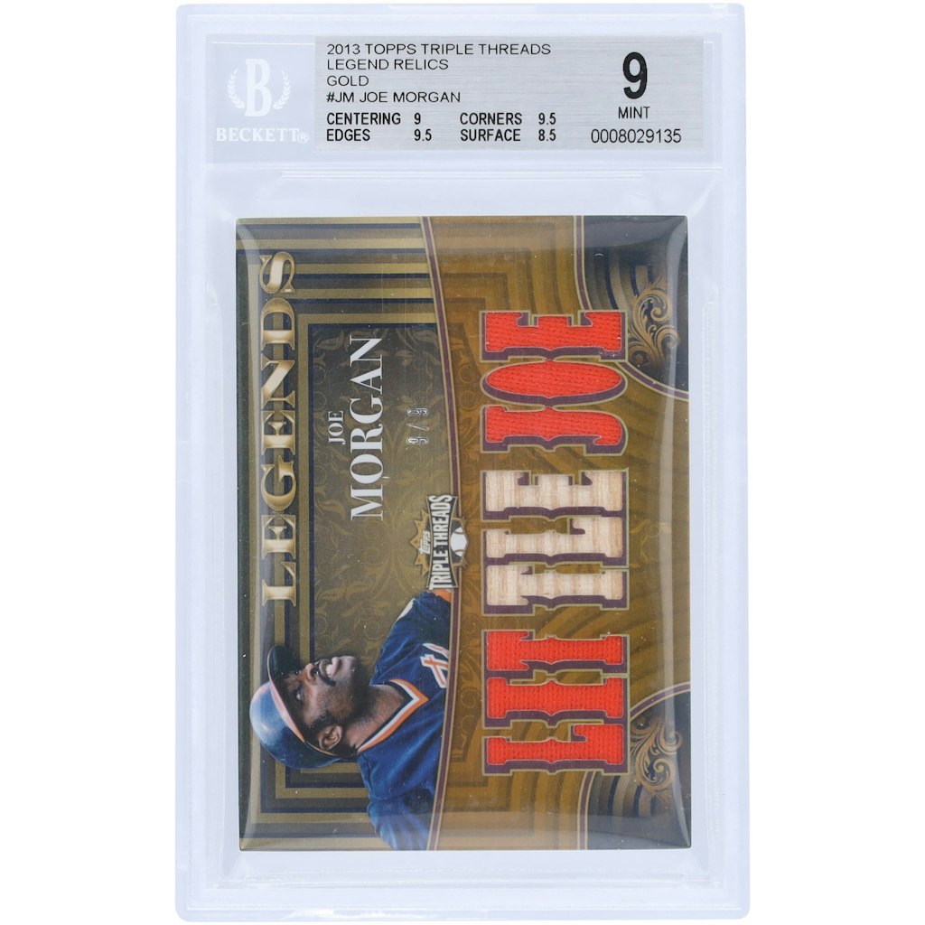 Joe Morgan 2013 Topps Triple Threads Game-Used Relic Card #9/9: $149.99 Joe Morgan 2013 Topps Triple Threads Game-Used Relic Card #9/9: $149.99