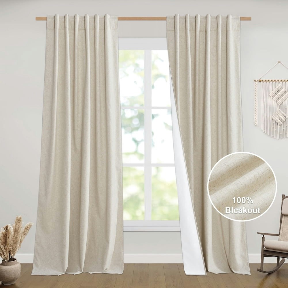 Nicetown 52" x 95" 100% Blackout Linen Curtains 2-Pack: $31.51 Nicetown 52" x 95" 100% Blackout Linen Curtains 2-Pack: $31.51