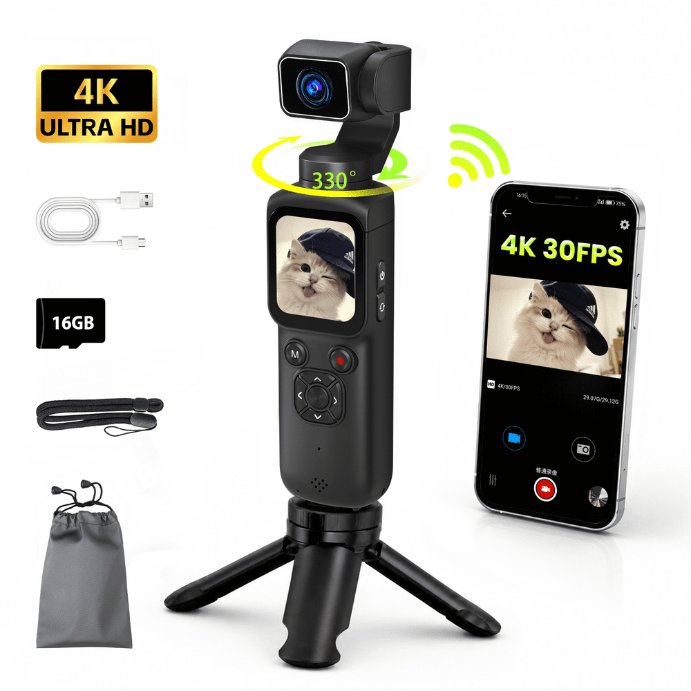 Saneen 4K 75MP Vlogging Camera with Tripod and 16GB Memory Card: $105.88 Saneen 4K 75MP Vlogging Camera with Tripod and 16GB Memory Card: $105.88