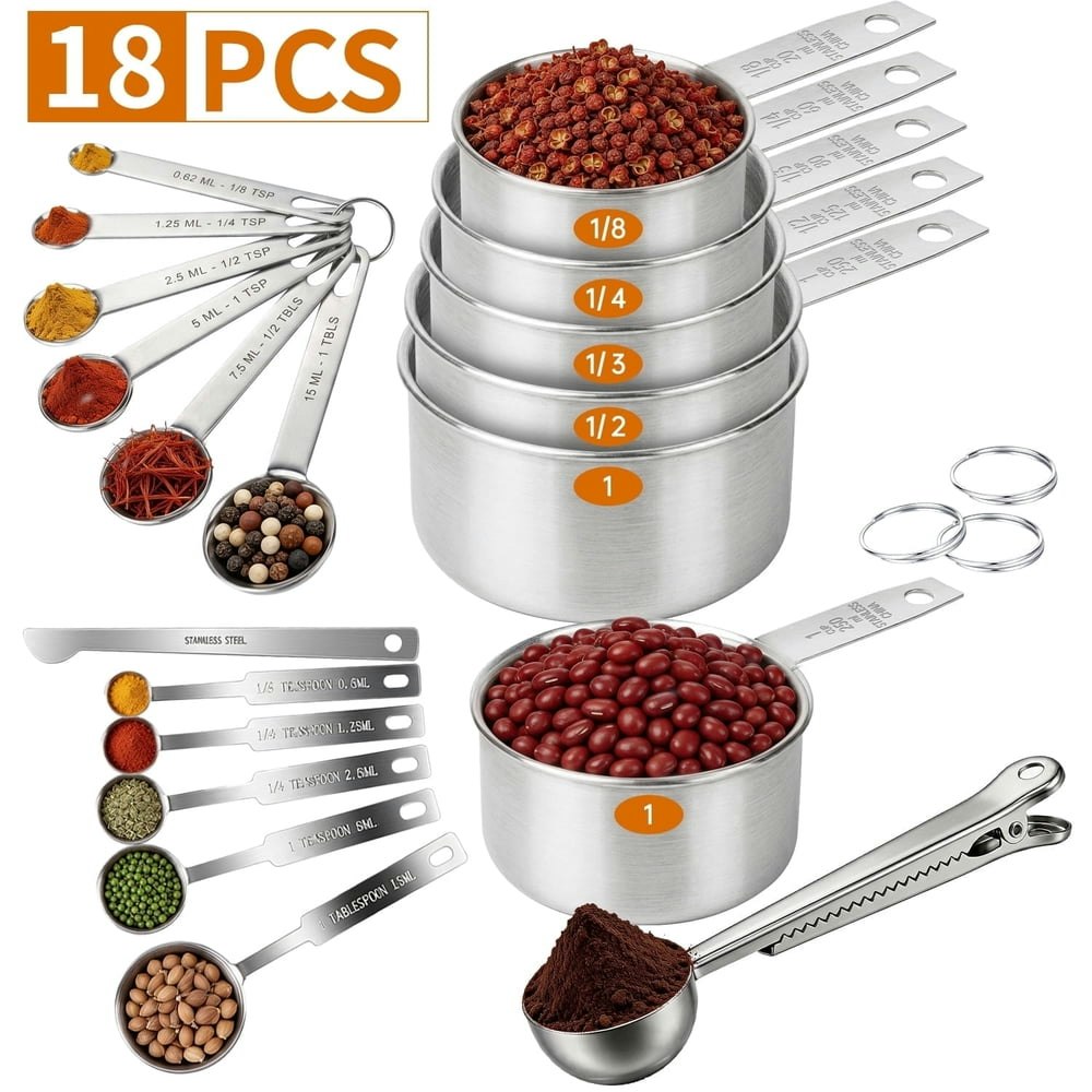 Wepsen 18-Piece Stainless Steel Measuring Cups and Spoons Set: $11.89 Wepsen 18-Piece Stainless Steel Measuring Cups and Spoons Set: $11.89