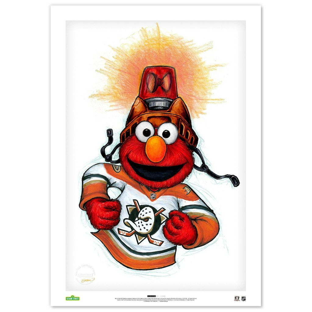 Elmo Anaheim Ducks 14" x 20" Fine Art Print: $99.99 Elmo Anaheim Ducks 14" x 20" Fine Art Print: $99.99