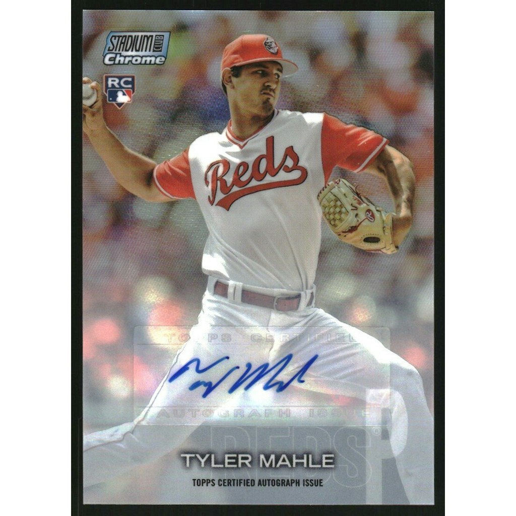 2018 Stadium Club Chrome Tyler Mahle Autograph Card: $18 2018 Stadium Club Chrome Tyler Mahle Autograph Card: $18
