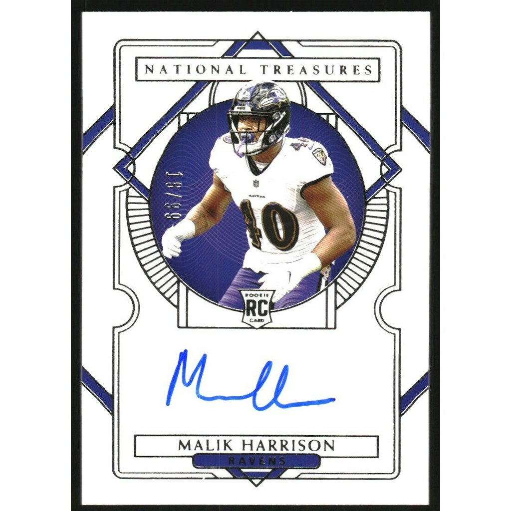2020 Panini National Treasures Malik Harrison Rookie Autograph Card: $12 2020 Panini National Treasures Malik Harrison Rookie Autograph Card: $12