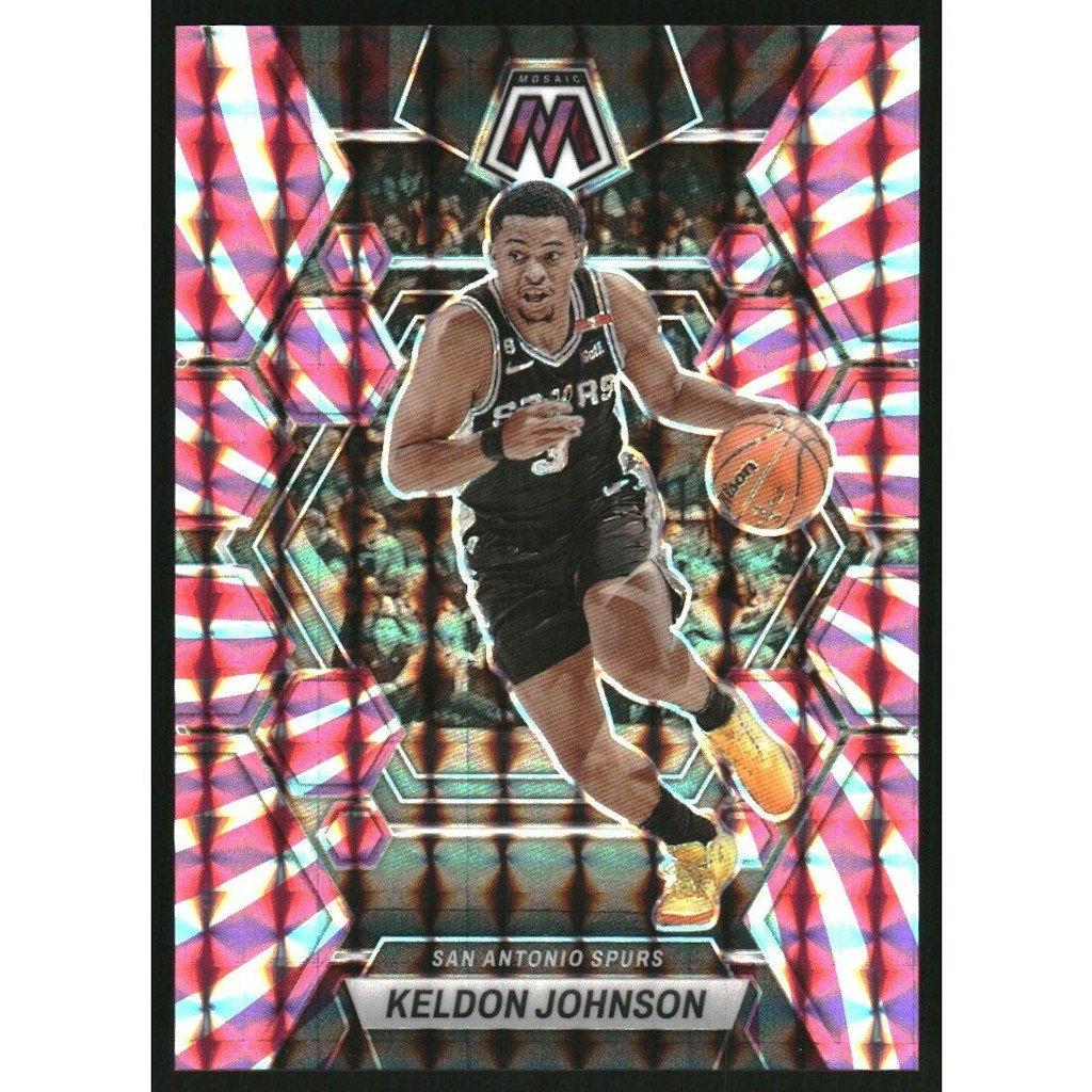 2022-23 Panini Mosaic Keldon Johnson Pink Swirl Mosaic Card: $12